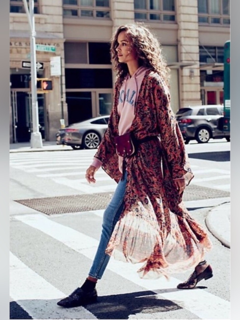 Free People Ruffle Floral Kimono Duster